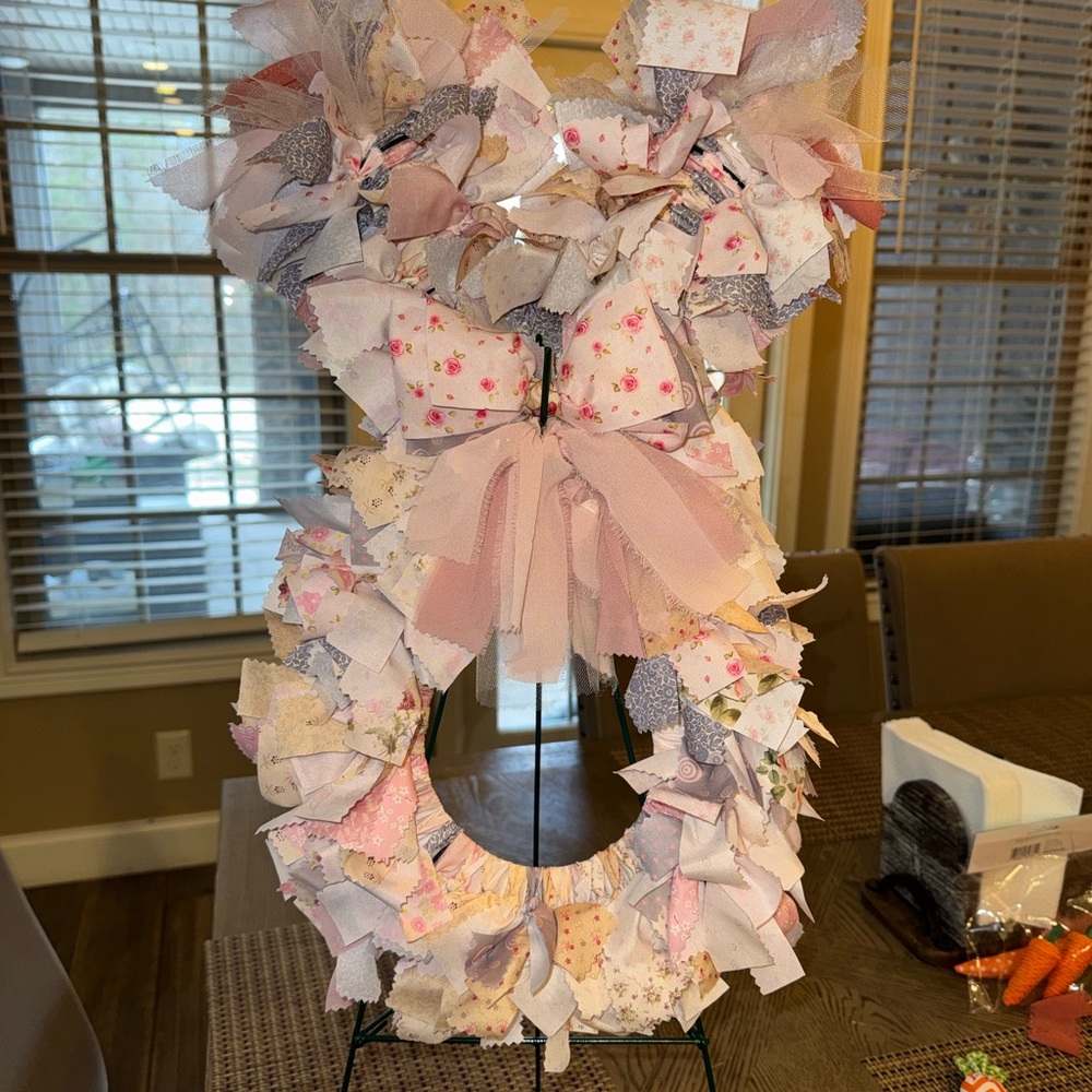 Hearth & Hand Pink and Cream Fabric Holiday Wreath